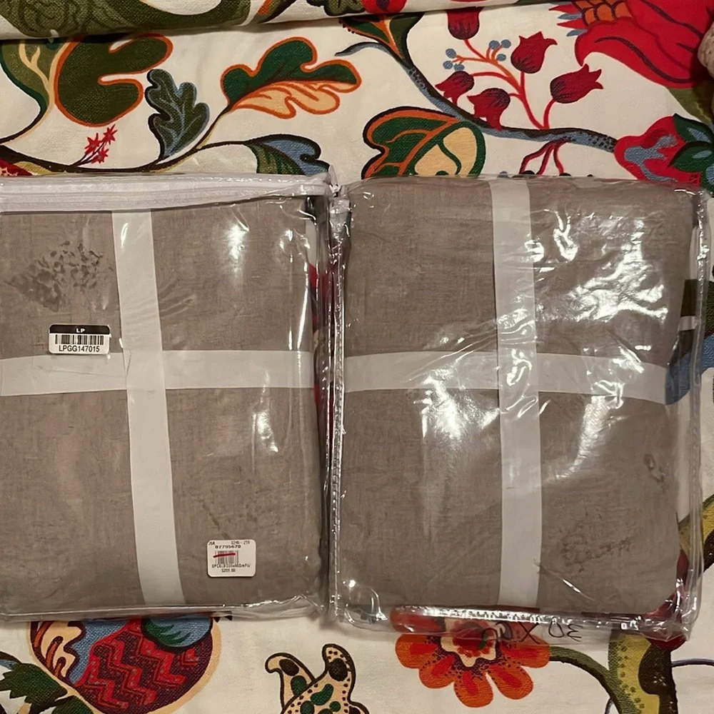 NWT (2) Pottery Barn Dark Flax 30x90 Curtains